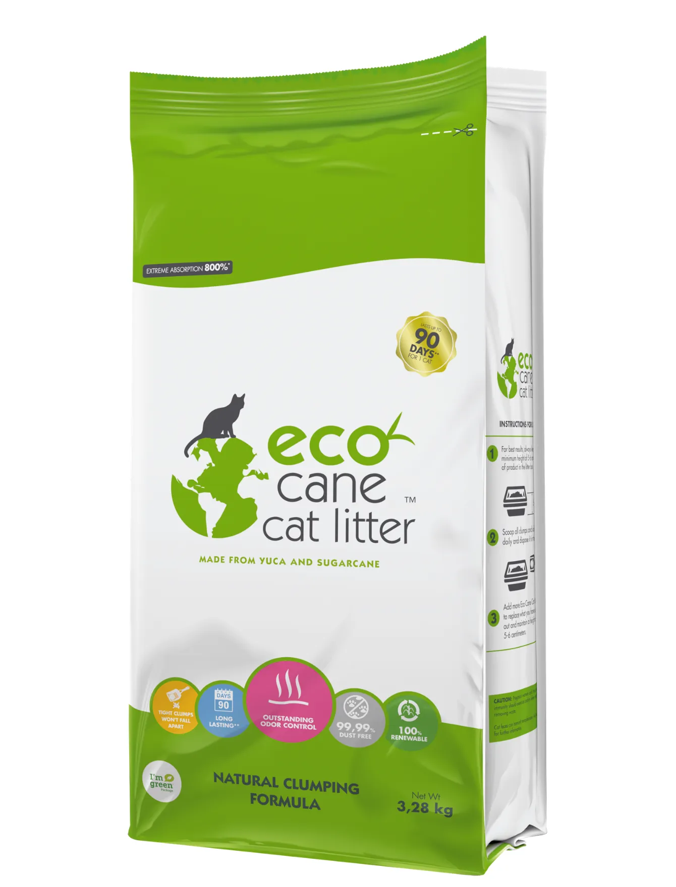 50% OFF: Eco Cane Natural Scented Clumping Cat Litter 3.28kg