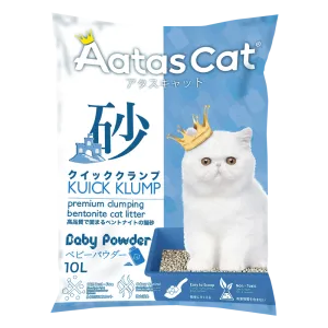 Aatas Cat Premium Clumping Bentonite Cat Litter - Kuick Klump Baby Powder 10L