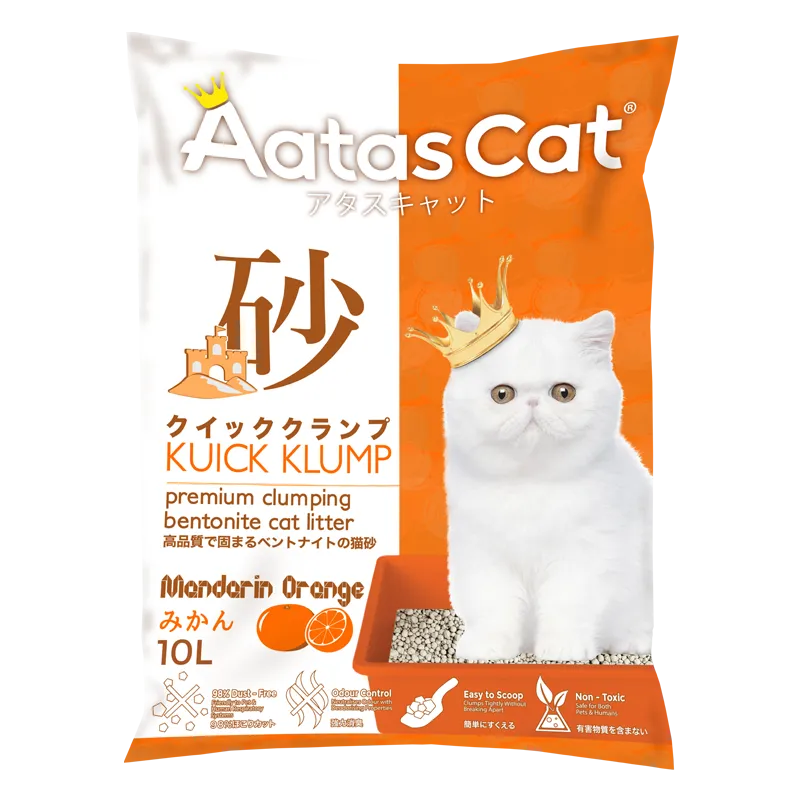 Aatas Cat Premium Clumping Bentonite Cat Litter - Kuick Klump Mandarin Orange 10L