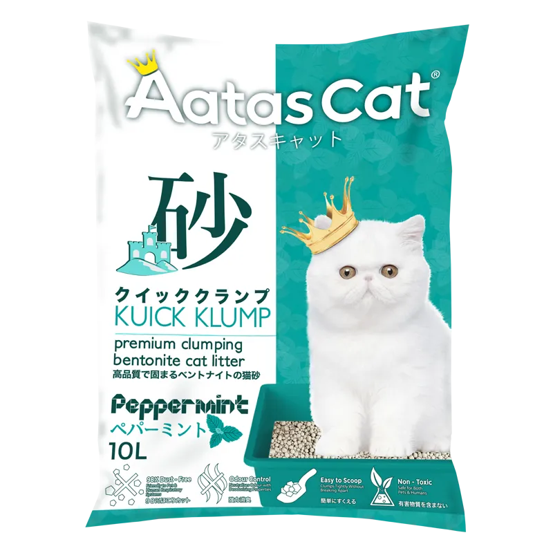 Aatas Cat Premium Clumping Bentonite Cat Litter - Kuick Klump Peppermint 10L