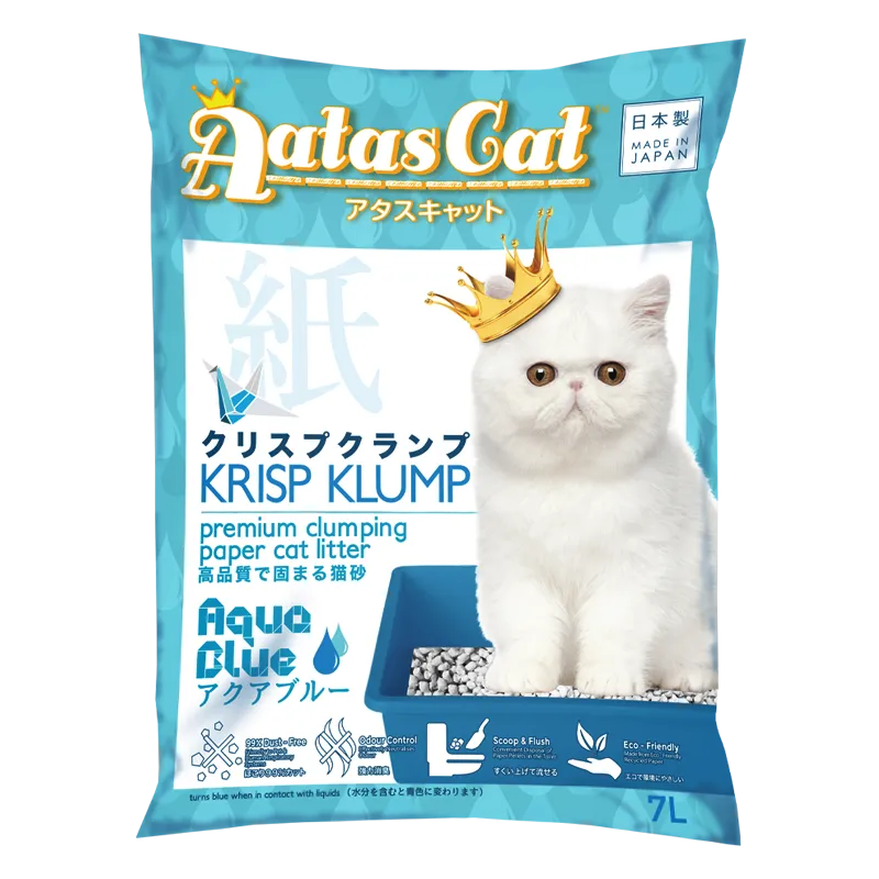 Aatas Cat Premium Clumping Paper Cat Litter - Krisp Klump Aqua Blue 7L