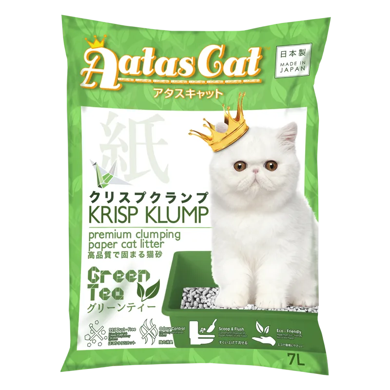 Aatas Cat Premium Clumping Paper Cat Litter - Krisp Klump Green Tea 7L