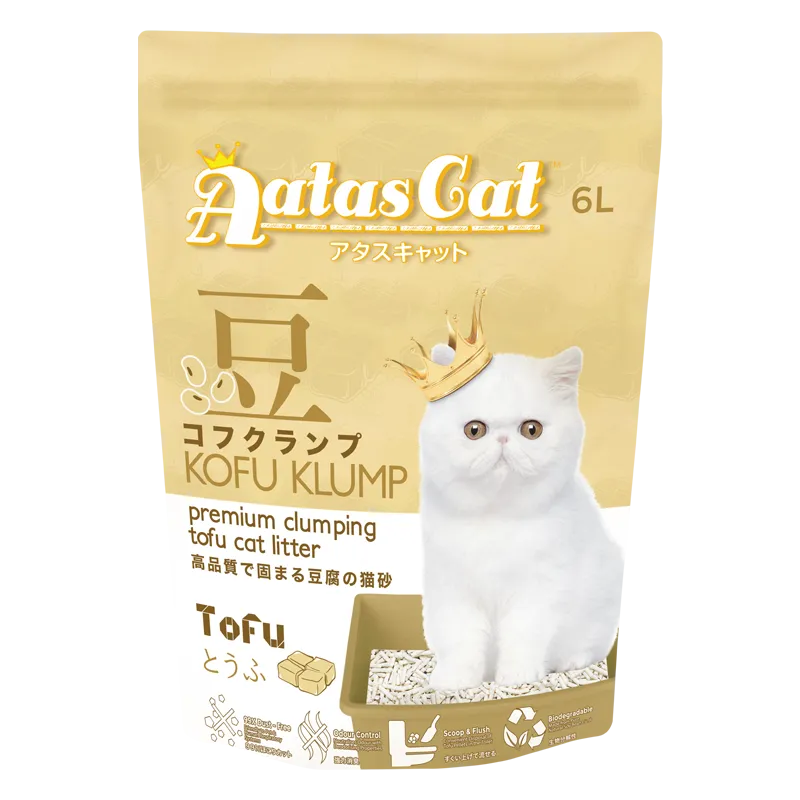 Aatas Cat Premium Clumping Tofu Cat Litter - Kofu Klump Tofu 6L