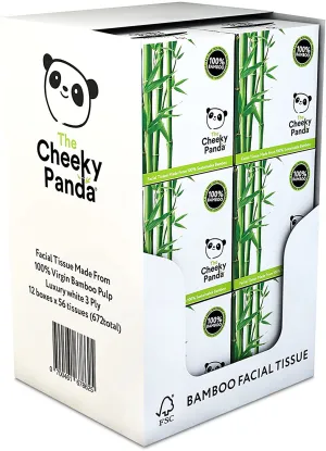 Bamboo Facial Tissues, 12 Box, 56 Tissues per Pack, 3 Ply, Hypoallergenic, Plastic-Free, Eco-Friendly, Super Soft & Sustainable