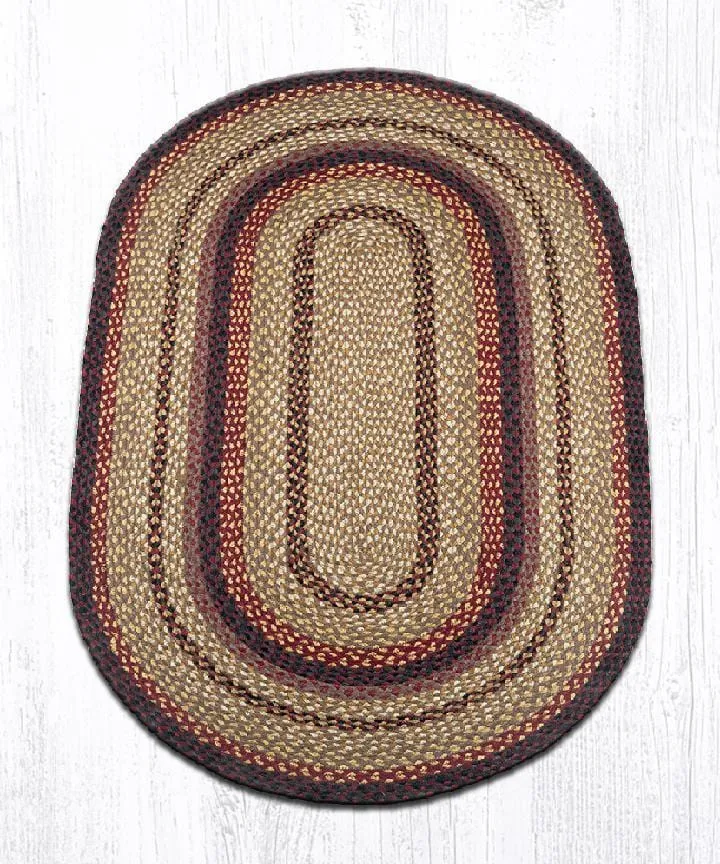 Black Cherry, Chocolate, & Cream Braided Rug - Oval