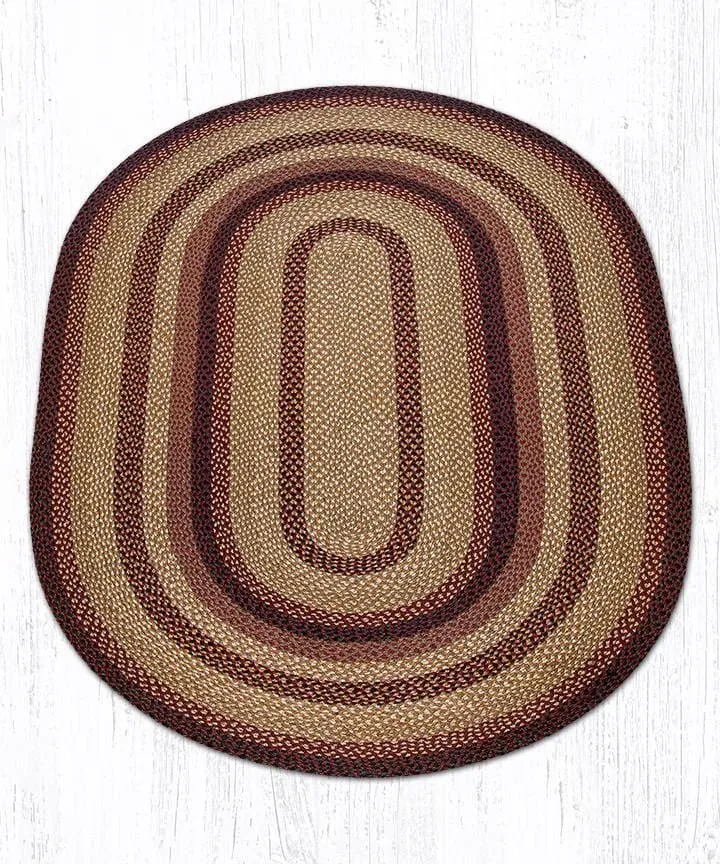 Black Cherry, Chocolate, & Cream Braided Rug - Oval