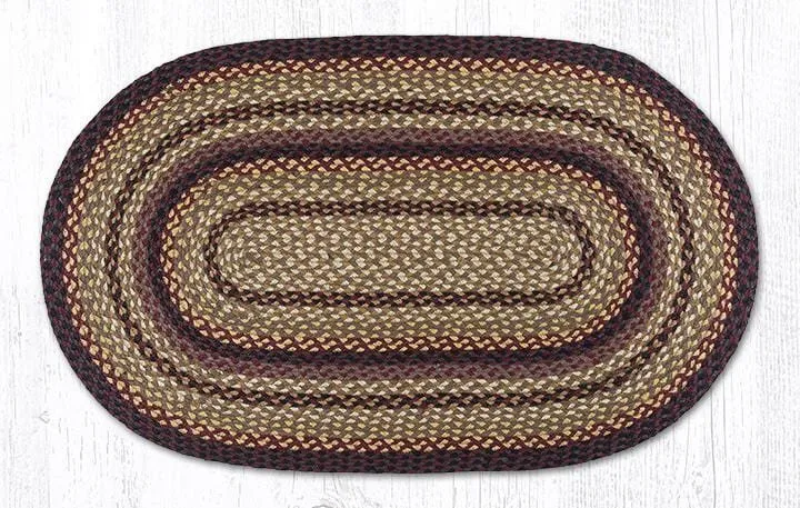 Black Cherry, Chocolate, & Cream Braided Rug - Oval