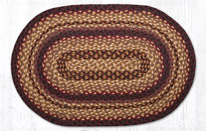 Black Cherry, Chocolate, & Cream Braided Rug - Oval