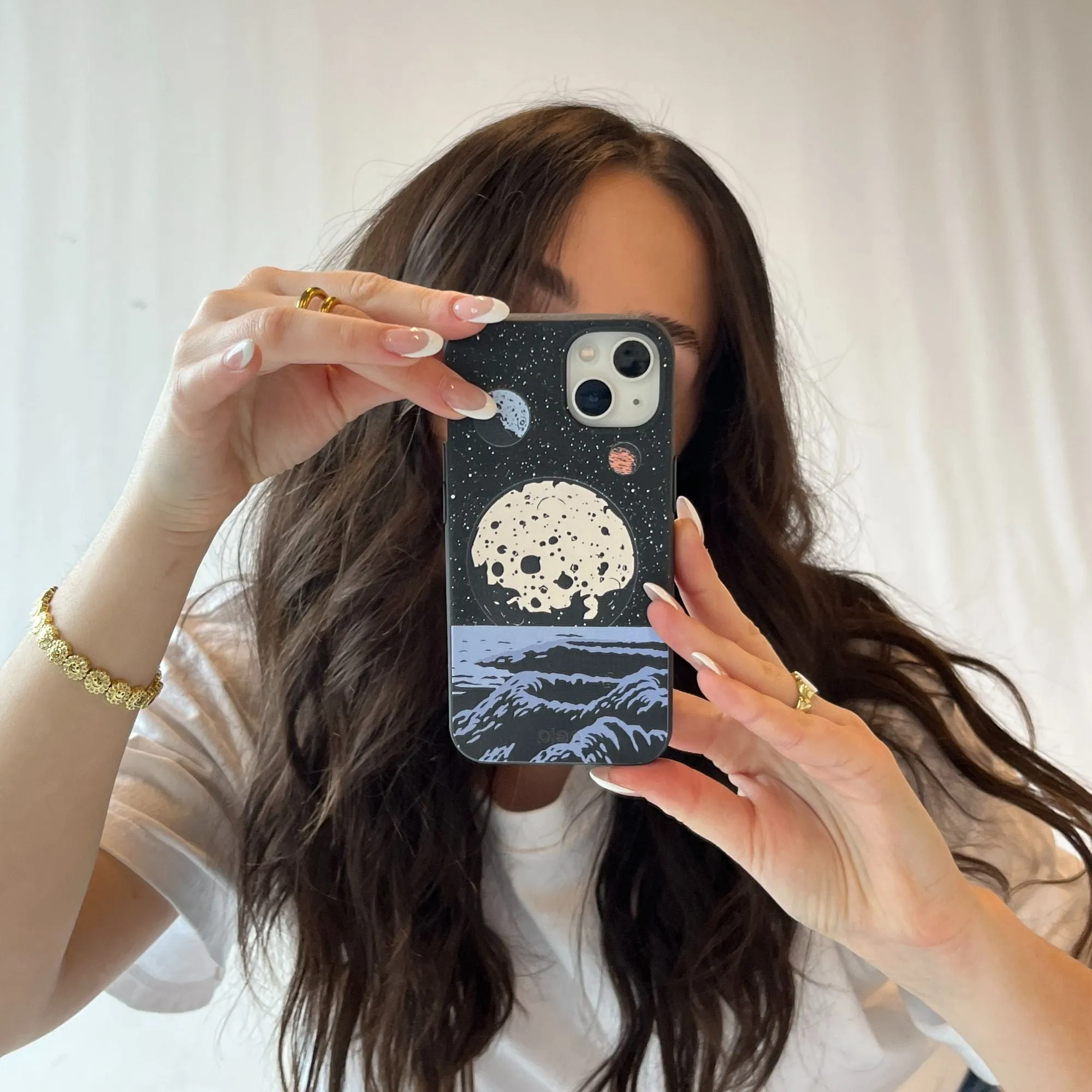 Black Retro Moon iPhone 13 Mini Case