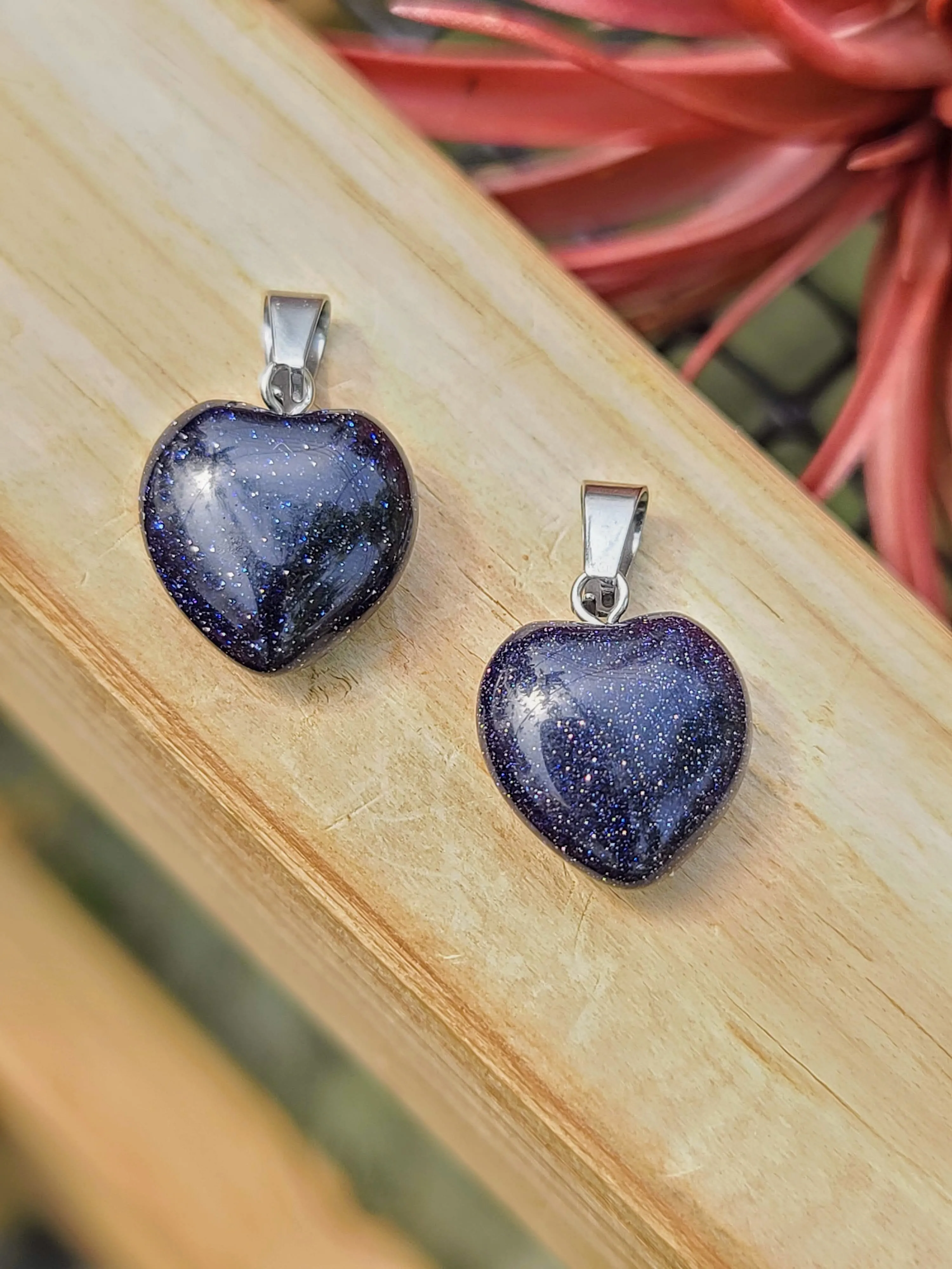 Blue Goldstone Heart Pendant