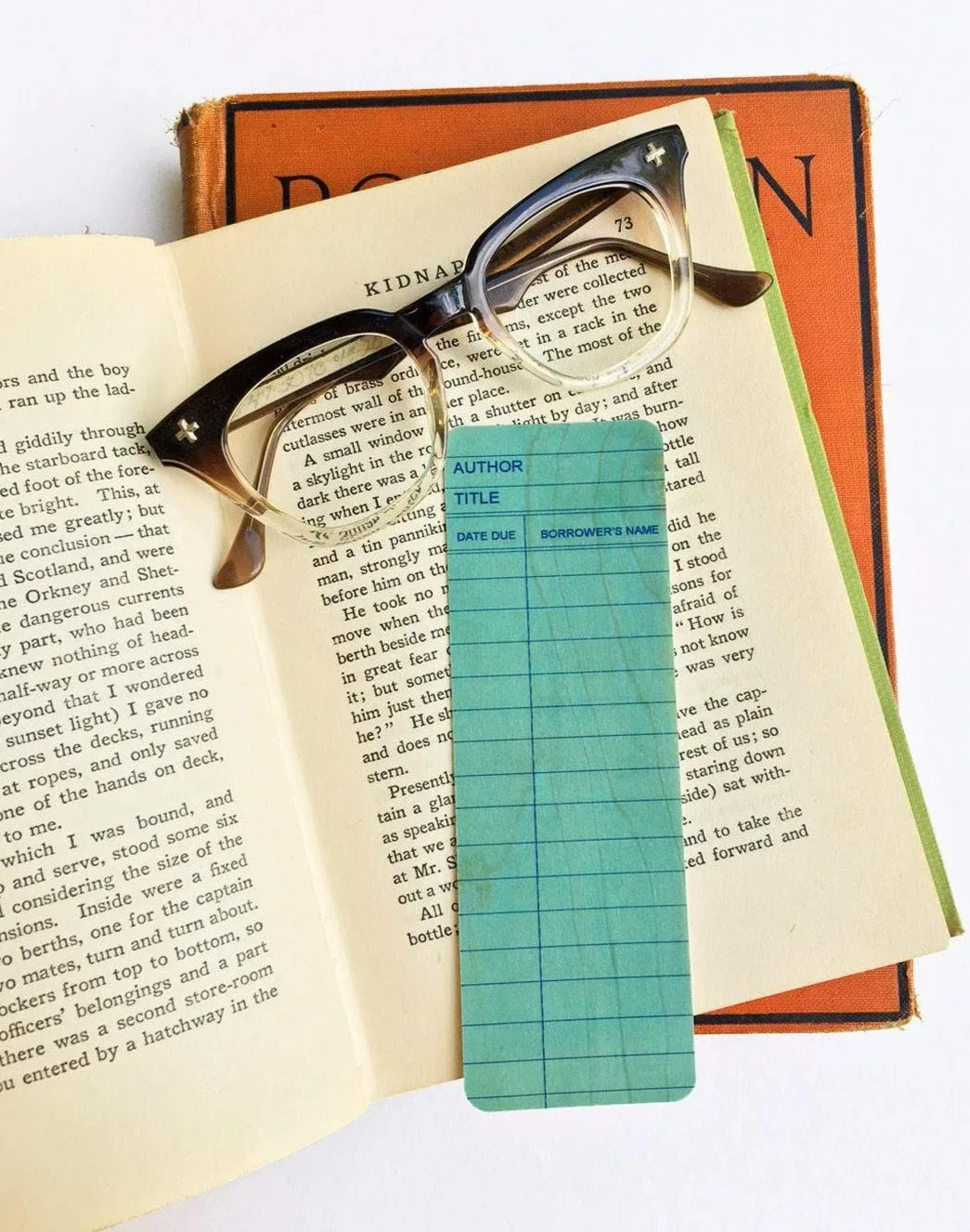 Blue Library Book Card design Eco Friendly Wood Bookmark