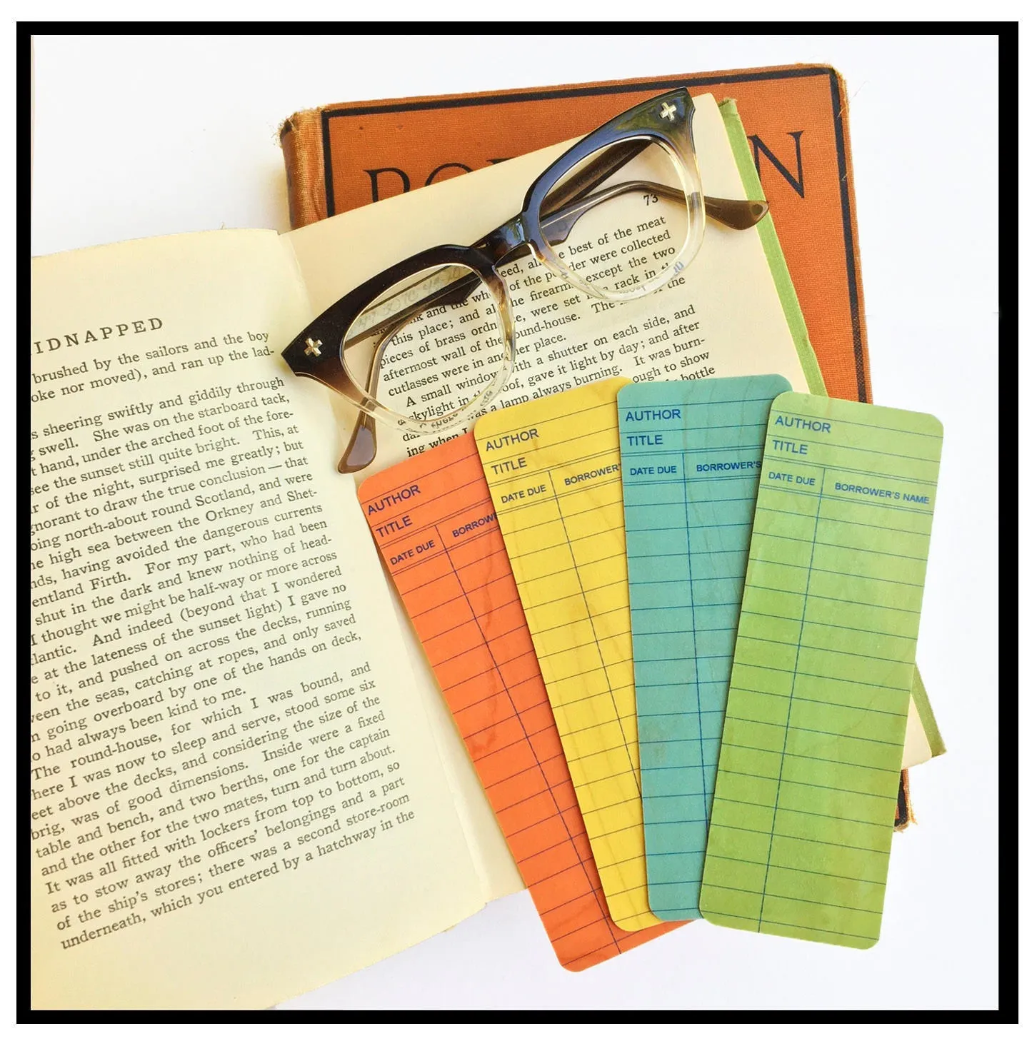 Blue Library Book Card design Eco Friendly Wood Bookmark