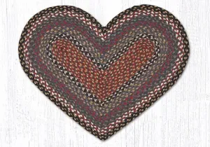 Burgundy, Blue, and Gray Braided Rug - Heart