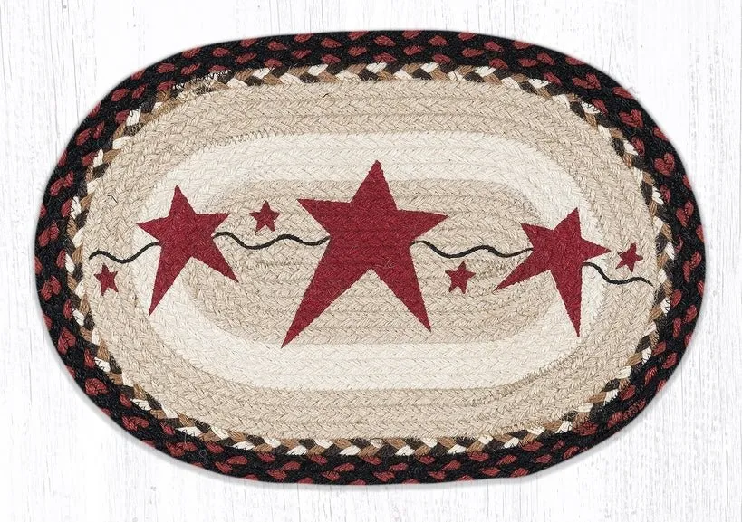 Burgundy Primitive Stars Oval Placemat