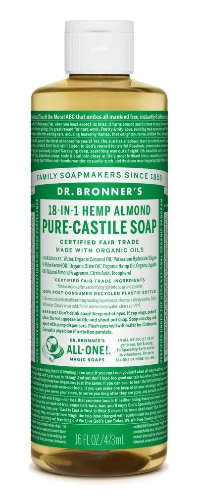 Dr. Bronner's Pure Castile Liquid Soap-Almond 16 oz Liquid