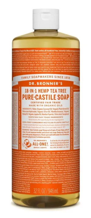 Dr. Bronner's Pure Castile Liquid Soap-Tea Tree 32 oz Liquid