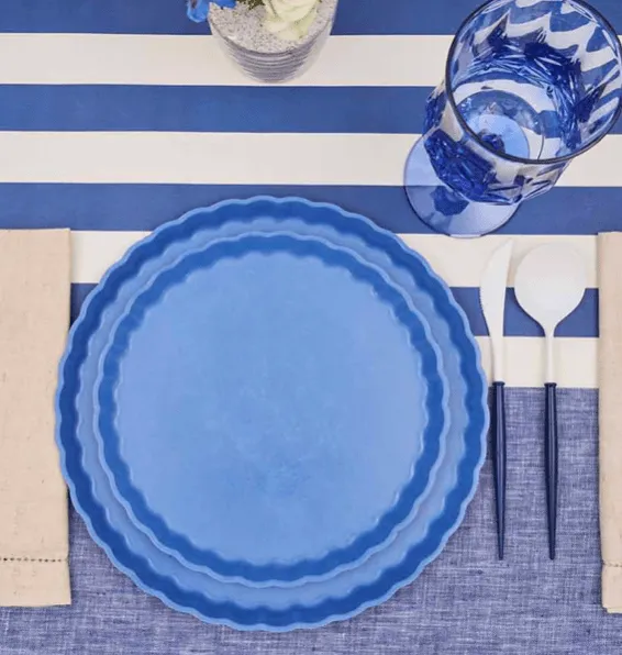 French Blue Pleated Salad Plates