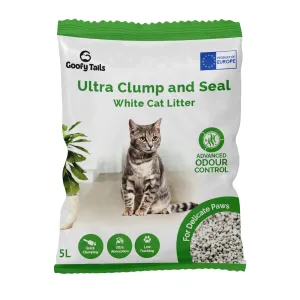 Goofy Tails White Bentonite Clumping Cat Litter for Cats and Kittens-Unscented