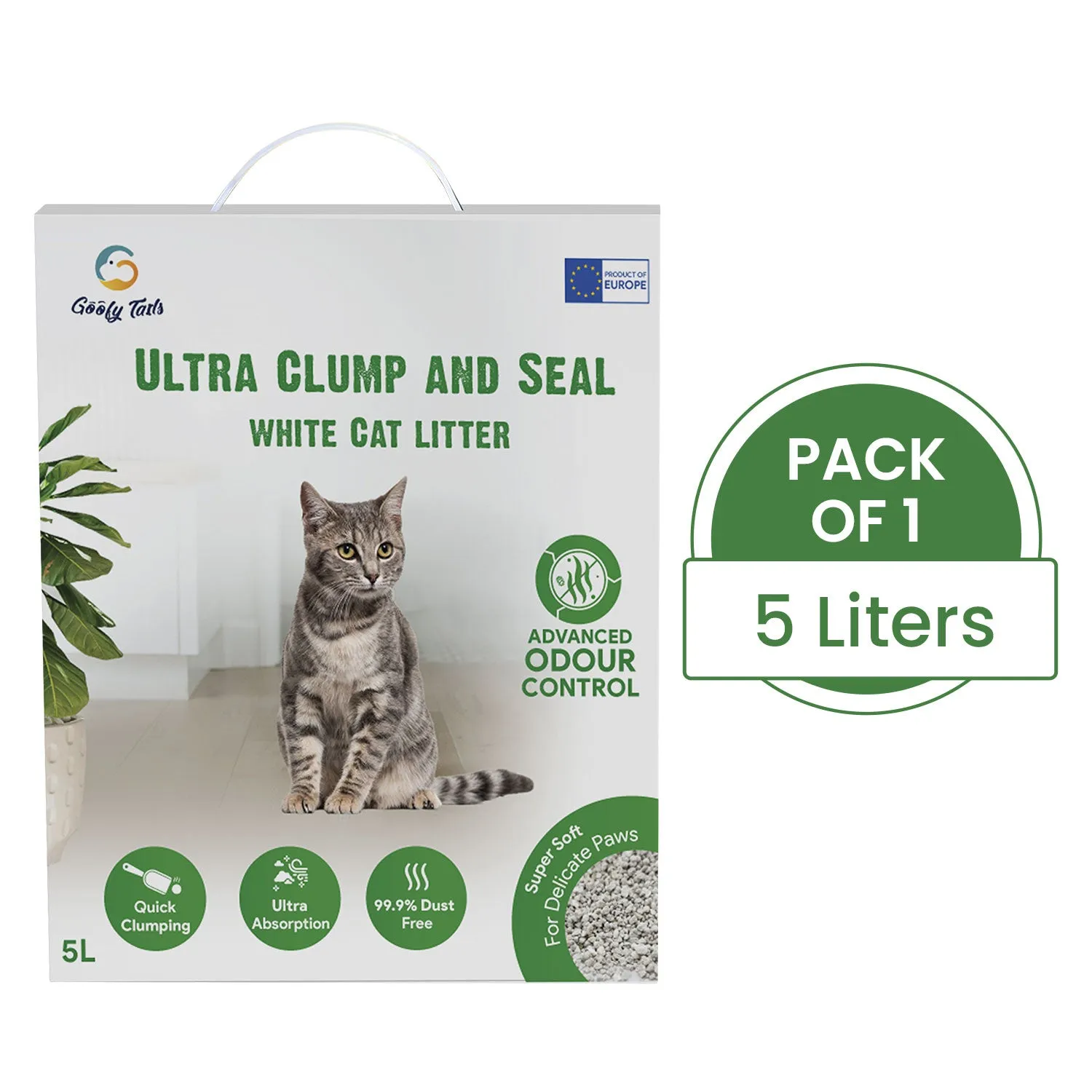 Goofy Tails White Bentonite Clumping Cat Litter for Cats and Kittens-Unscented