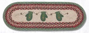 Holiday Mittens Oval Jute Table Runner