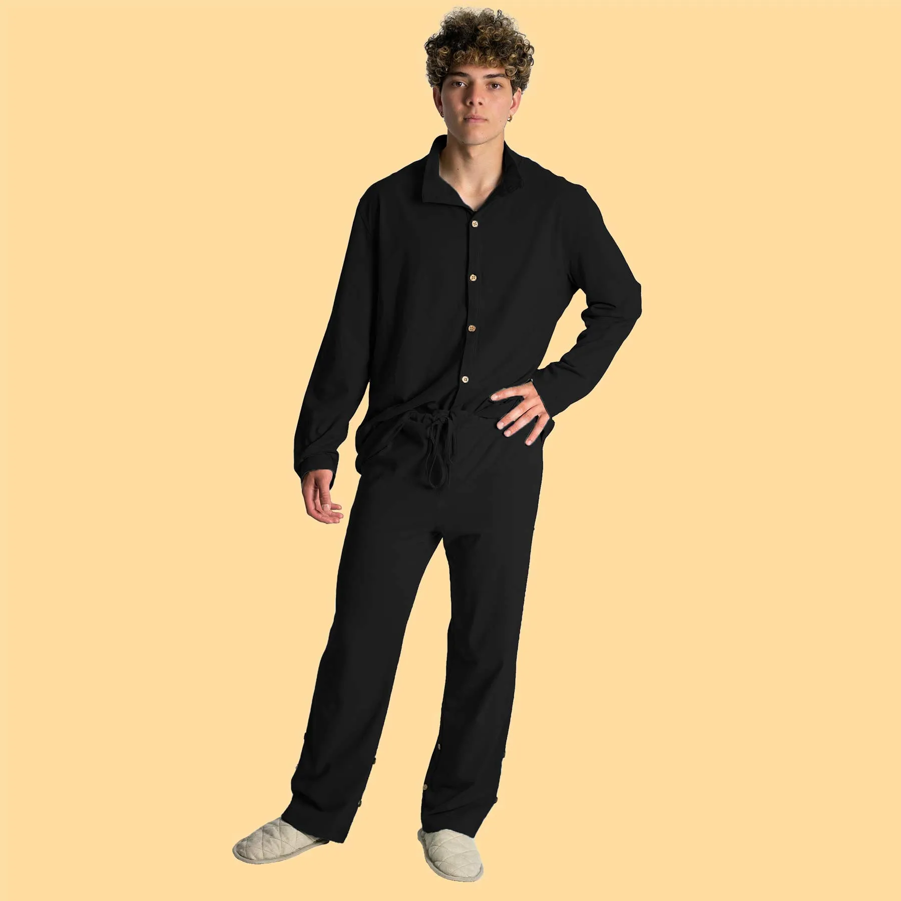 INTERLAKEN Elastic-free 100% Organic Prima Cotton Jammy Lounge Pants (Unisex) (Plastic-Free Coconut Buttons) (100% Biodegradable OC Thread Option)