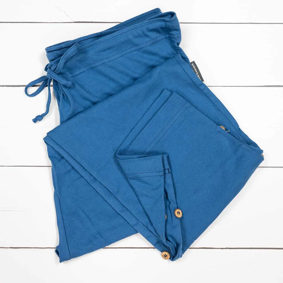 INTERLAKEN Elastic-free 100% Organic Prima Cotton Jammy Lounge Pants (Unisex) (Plastic-Free Coconut Buttons) (100% Biodegradable OC Thread Option)