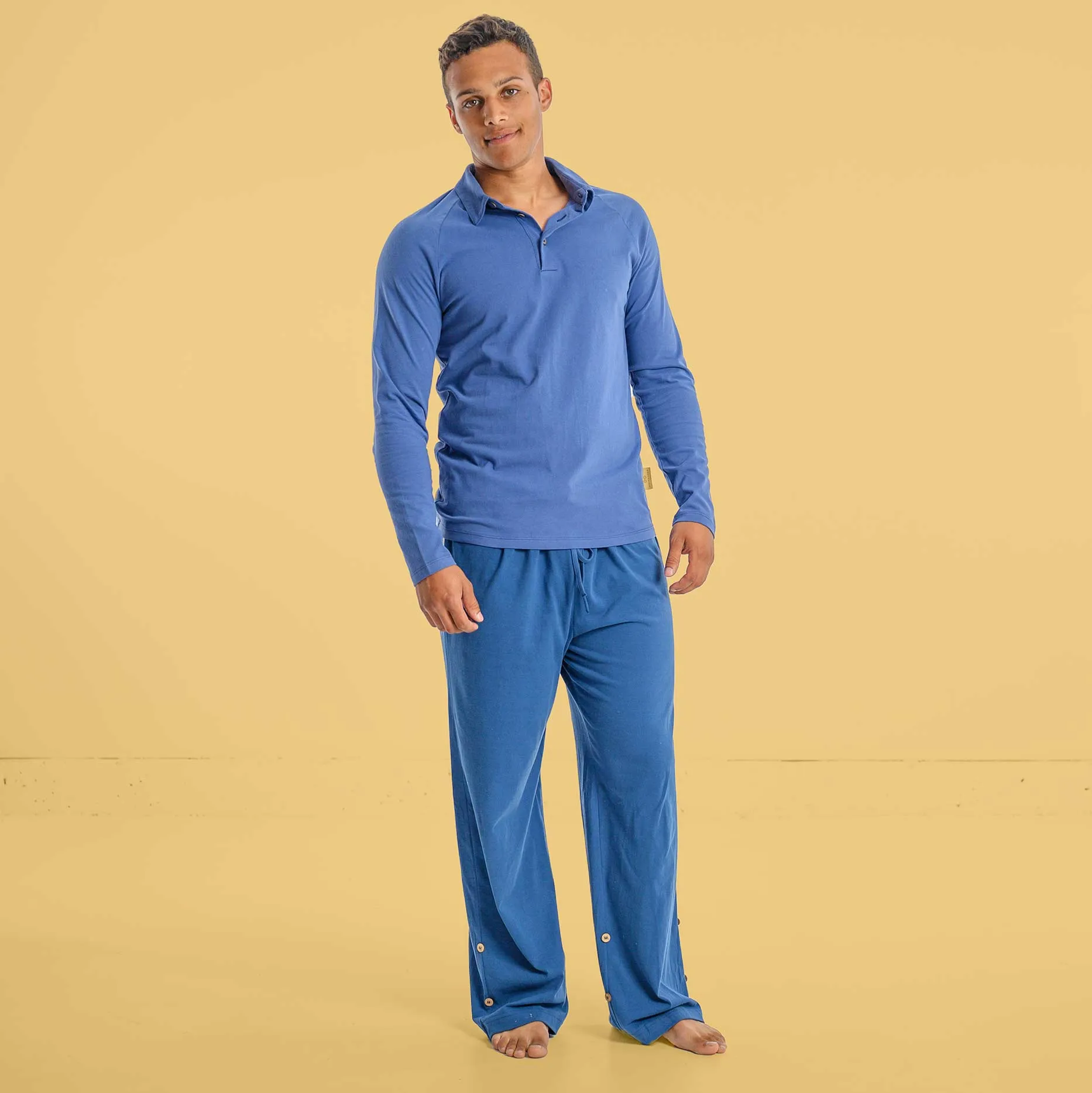 INTERLAKEN Elastic-free 100% Organic Prima Cotton Jammy Lounge Pants (Unisex) (Plastic-Free Coconut Buttons) (100% Biodegradable OC Thread Option)