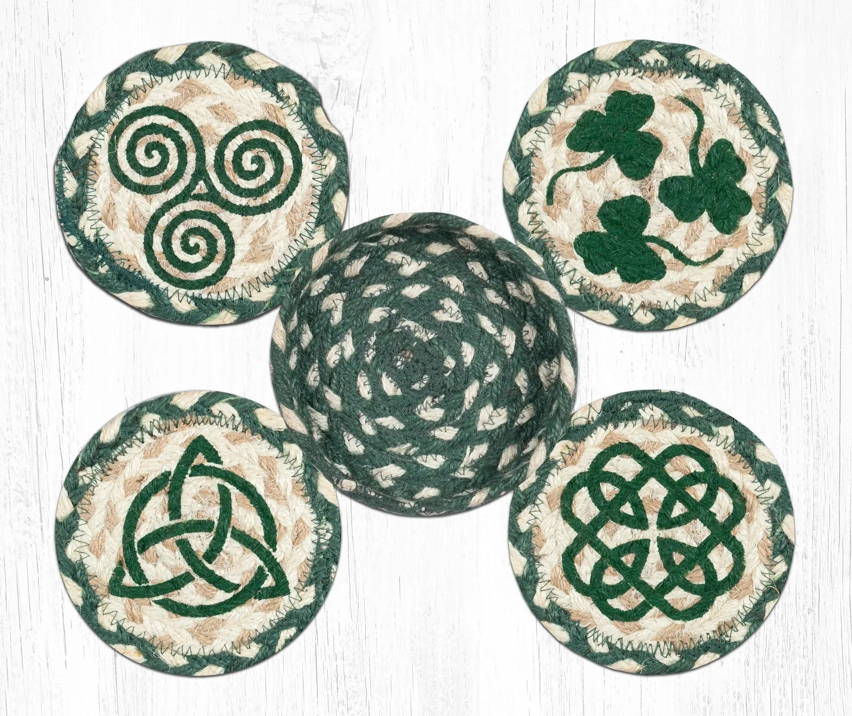 Irish Coaster Set With Basket