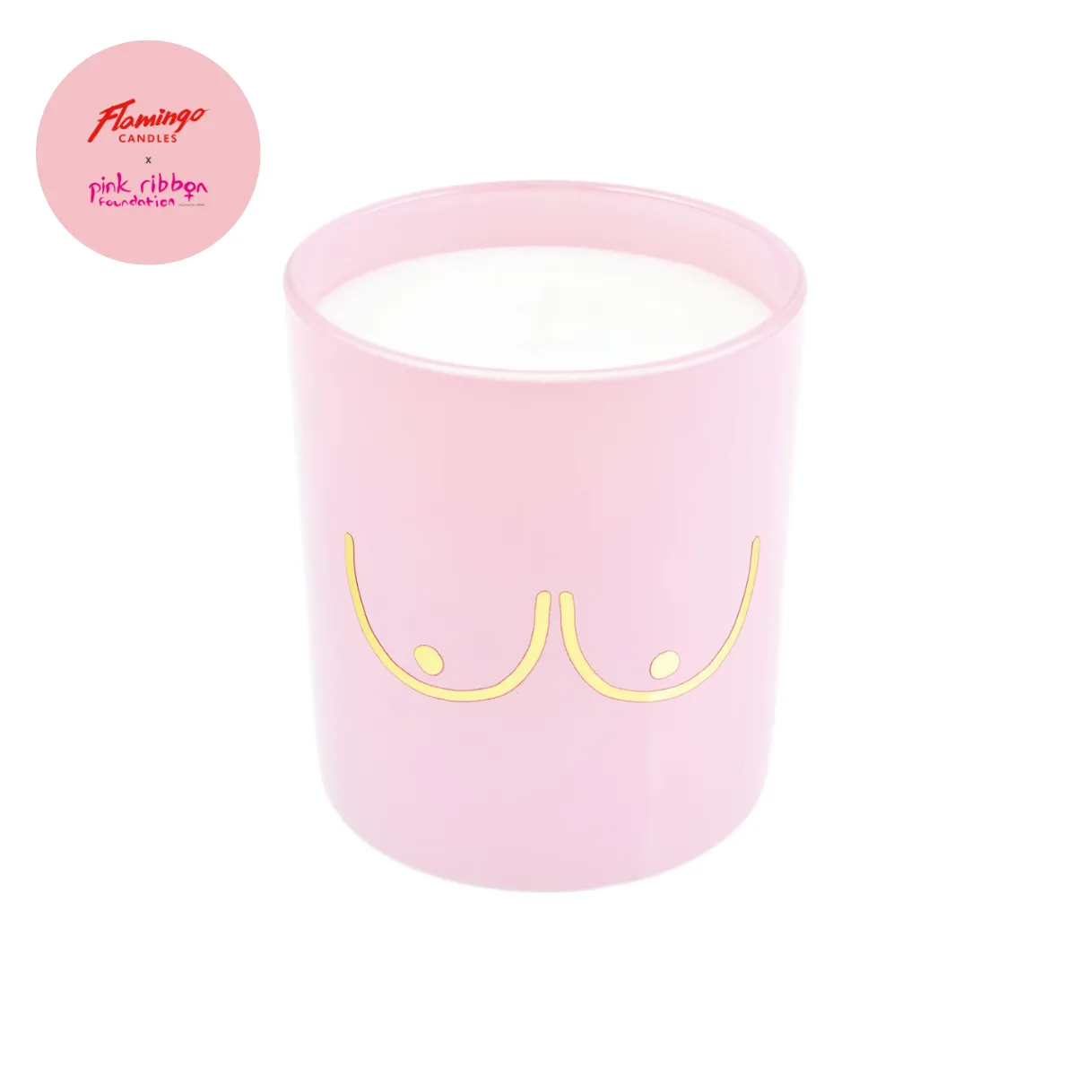 Pink Ribbon Pastel Pink Boobs Candle