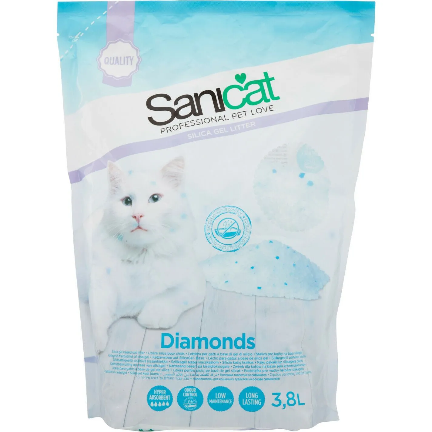 Sanicat Diamonds Silica Gel Cat Litter 3.8L x 4