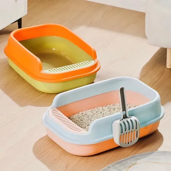 Semi-Enclosed Cat Litter Box with Large Capacity