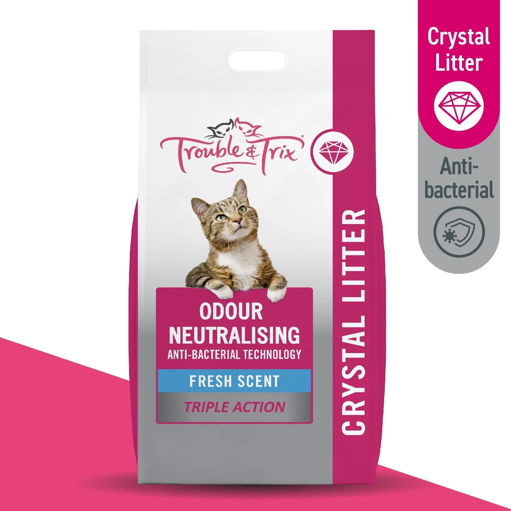 Trouble and Trix Odour Neutralising Anti-Bacterial Crystal Cat Litter 15L/6.4Kg