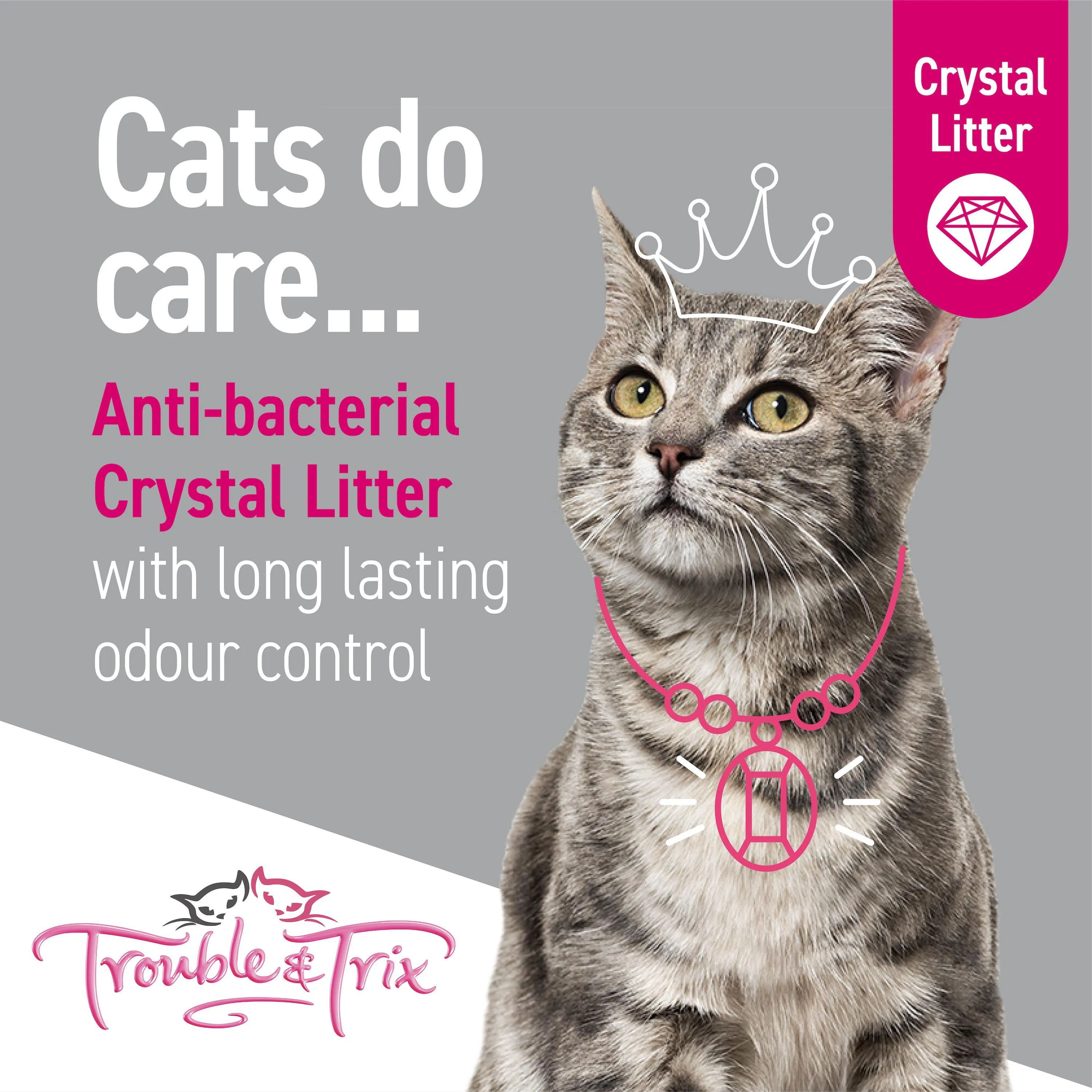 Trouble and Trix Odour Neutralising Anti-Bacterial Crystal Cat Litter 15L/6.4Kg