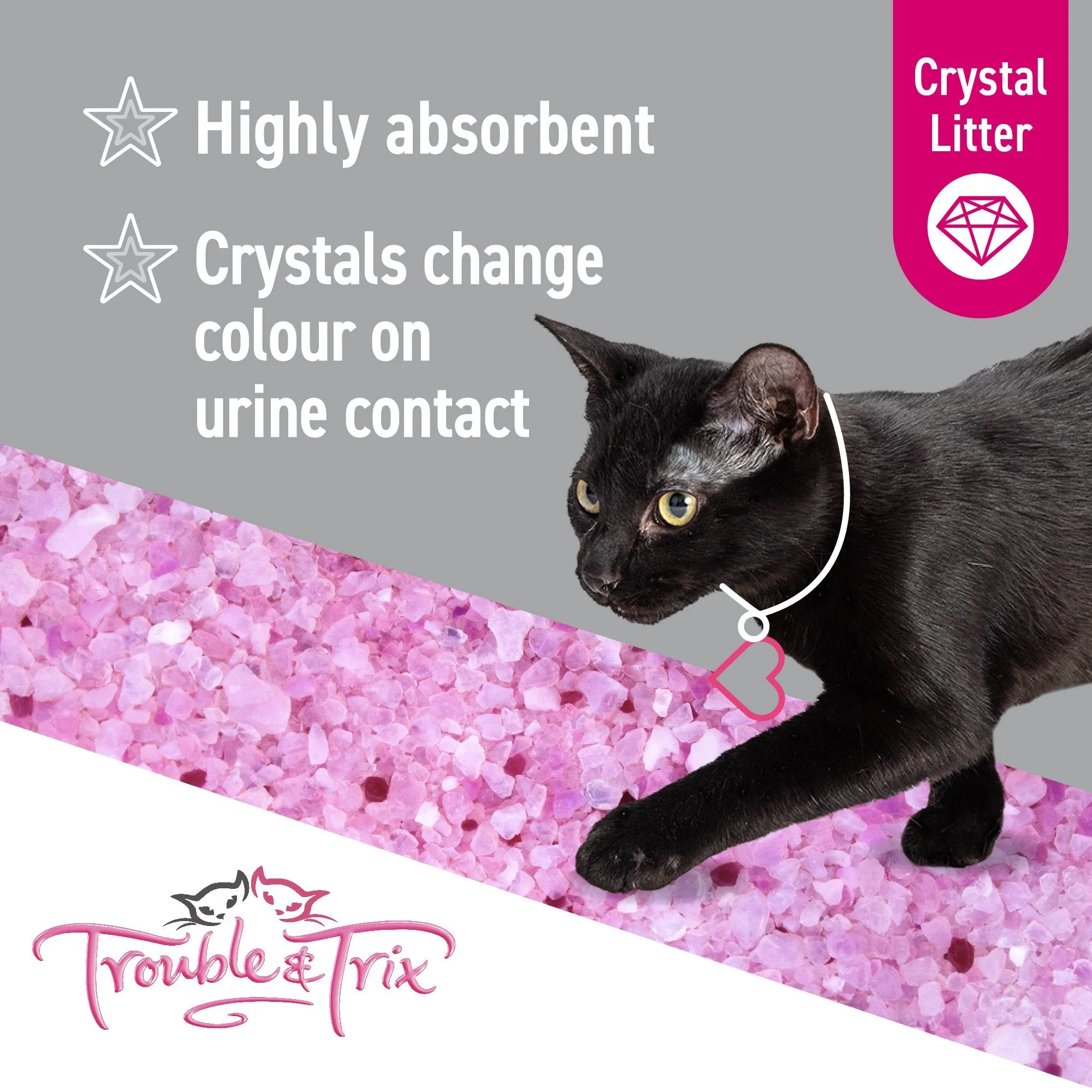 Trouble and Trix Odour Neutralising Anti-Bacterial Crystal Cat Litter 15L/6.4Kg