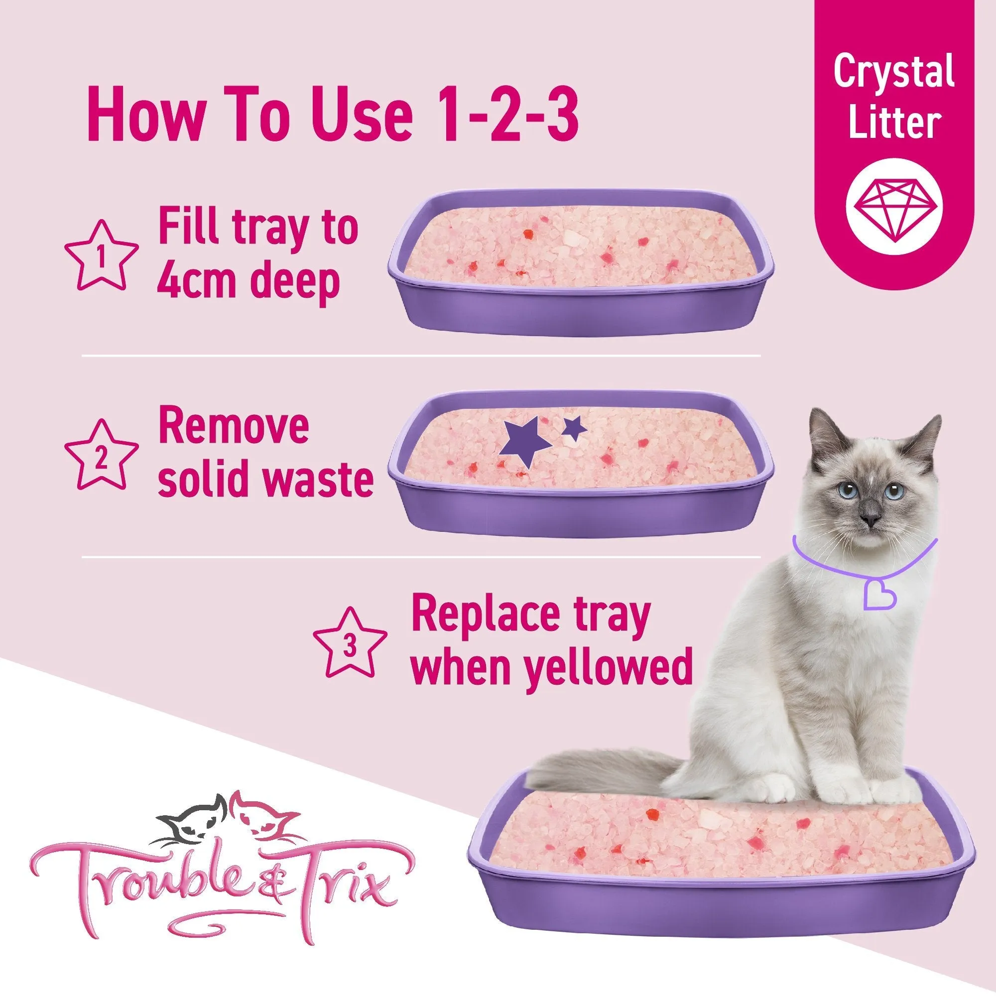 Trouble and Trix Odour Neutralising Lavender Crystal Cat Litter 15L/6.4kg