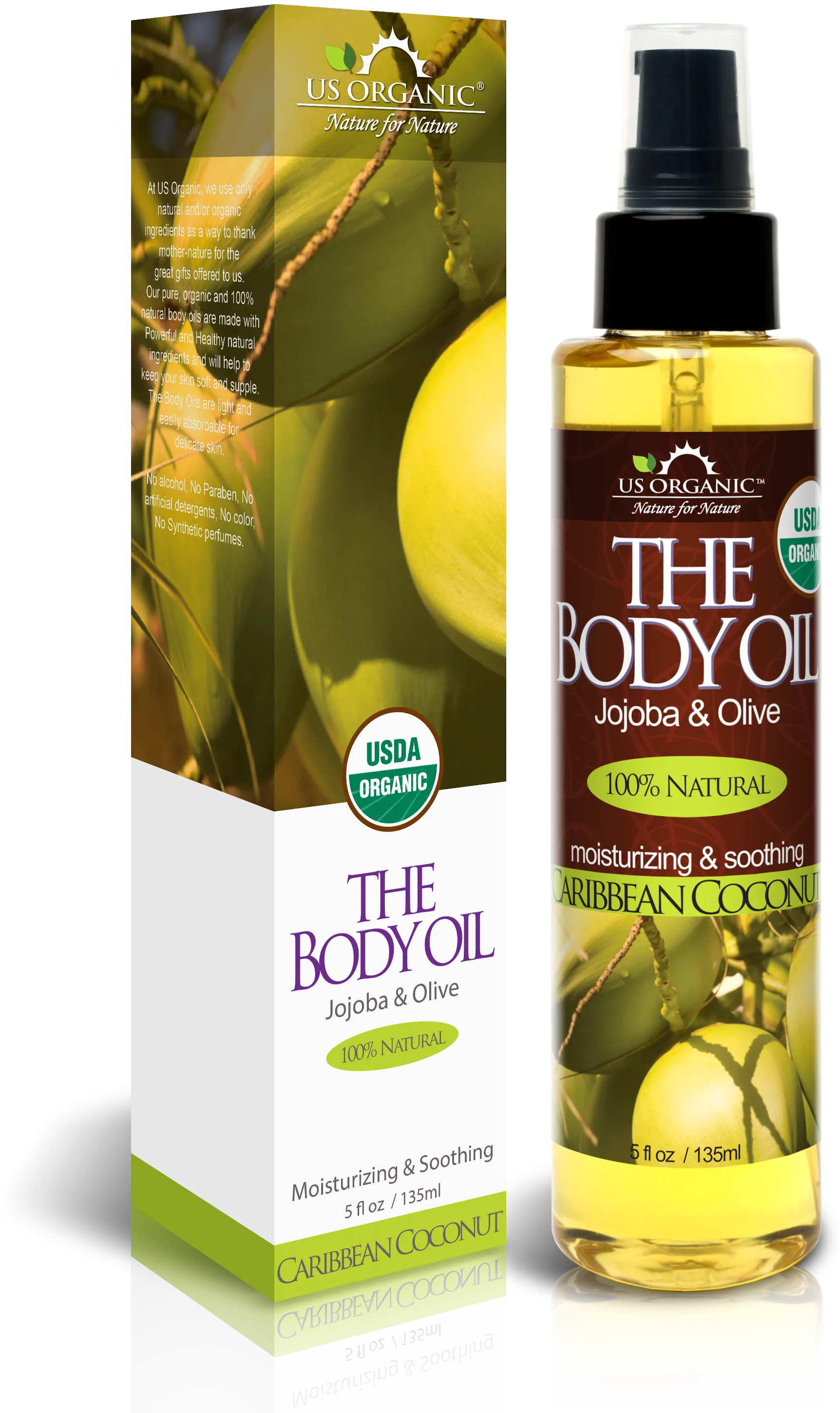 US Organic The Body Oil, Smooth Caribbean Coconut, USDA Certified Organic, 5 oz