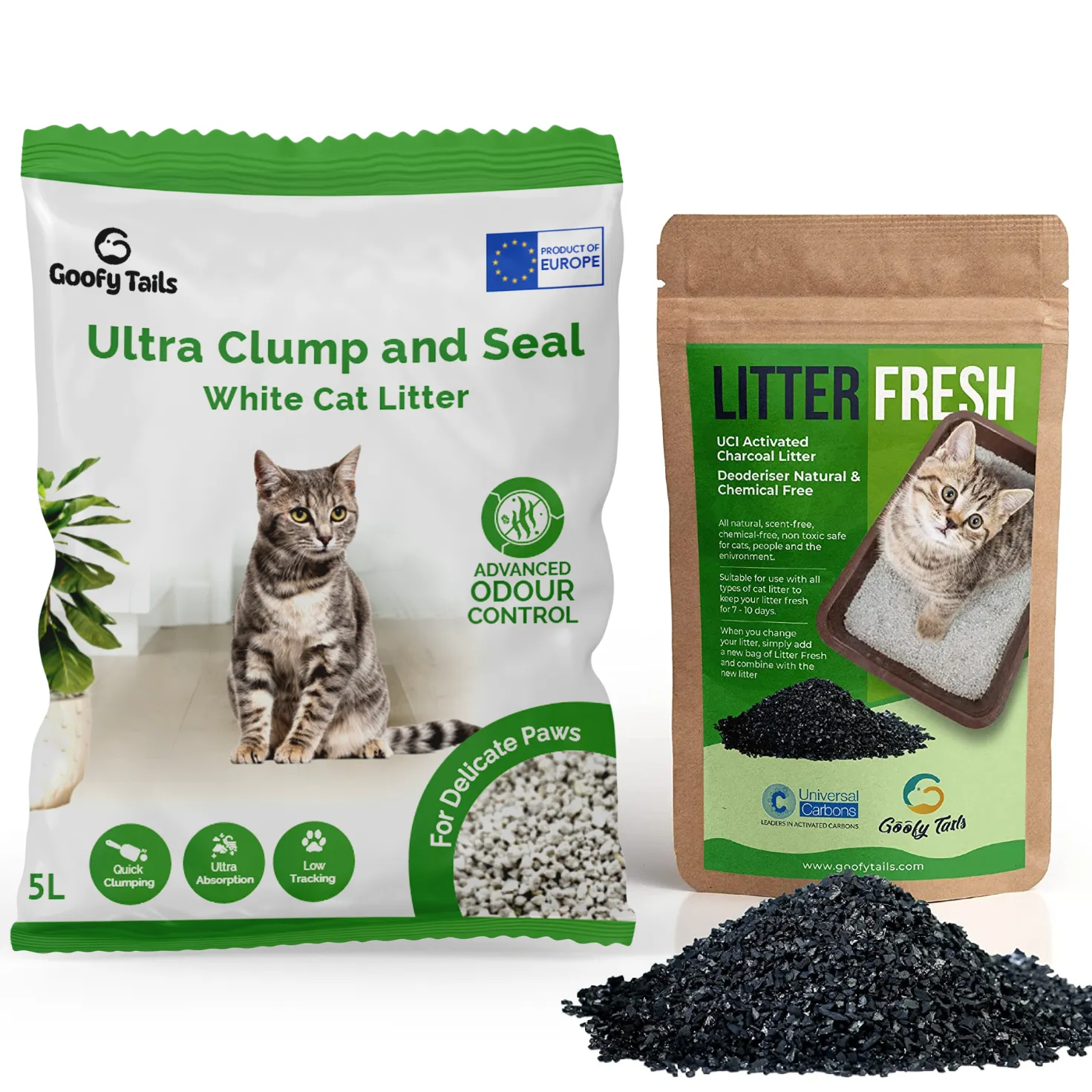 White Bentonite Unscented Cat Litter with Activated Litter Fresh